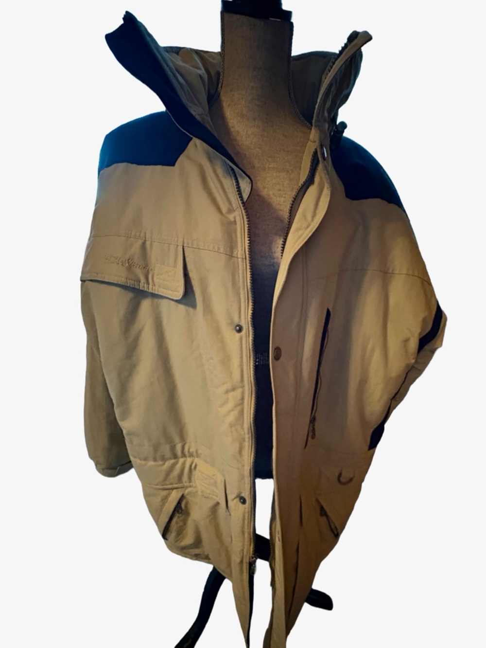 Men's Field & Stream Jacket Parka - Beige and Navy Blue